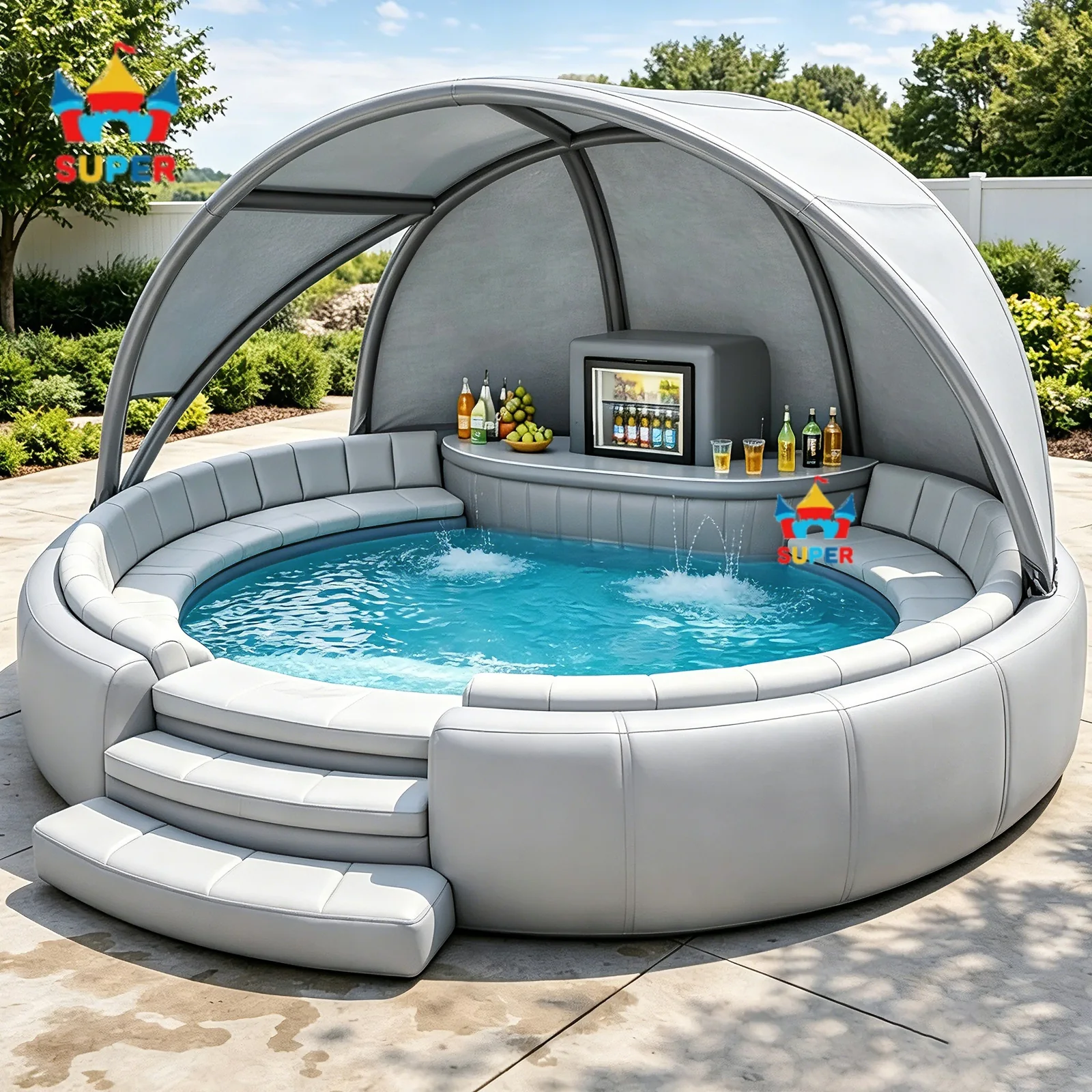 Inflatable pool bar island