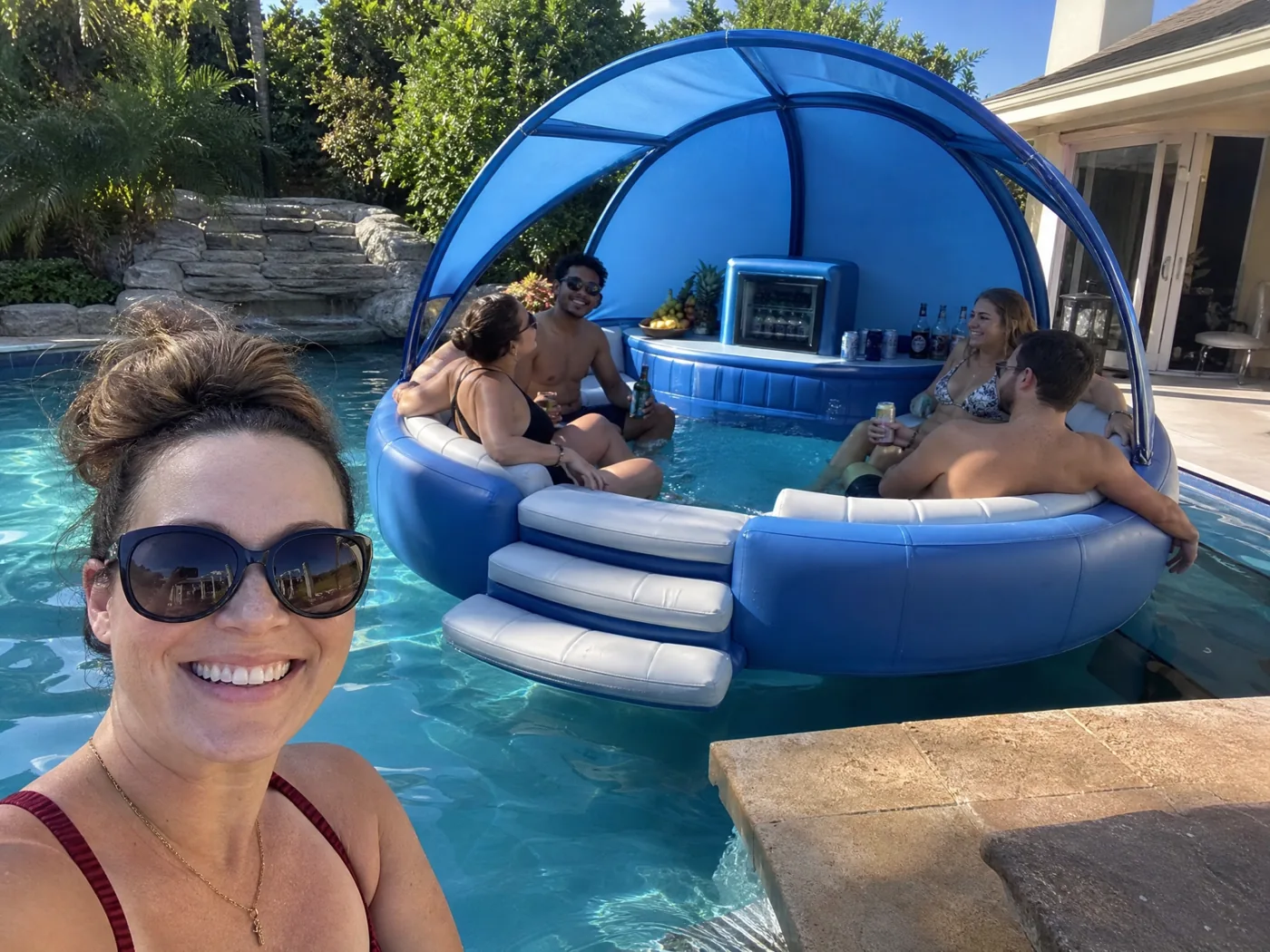 Inflatable pool bar island lifestyle view